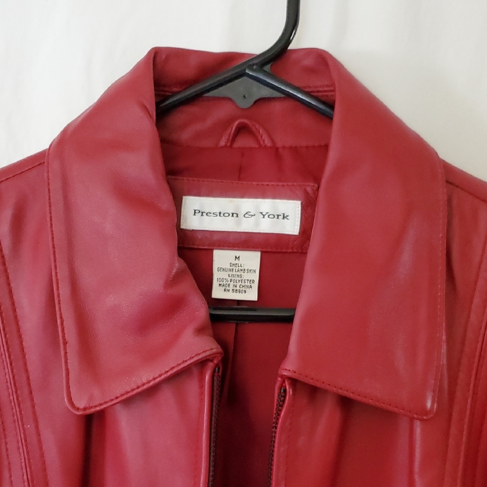 Preston & York Women's Bold Red Leather Jacket
